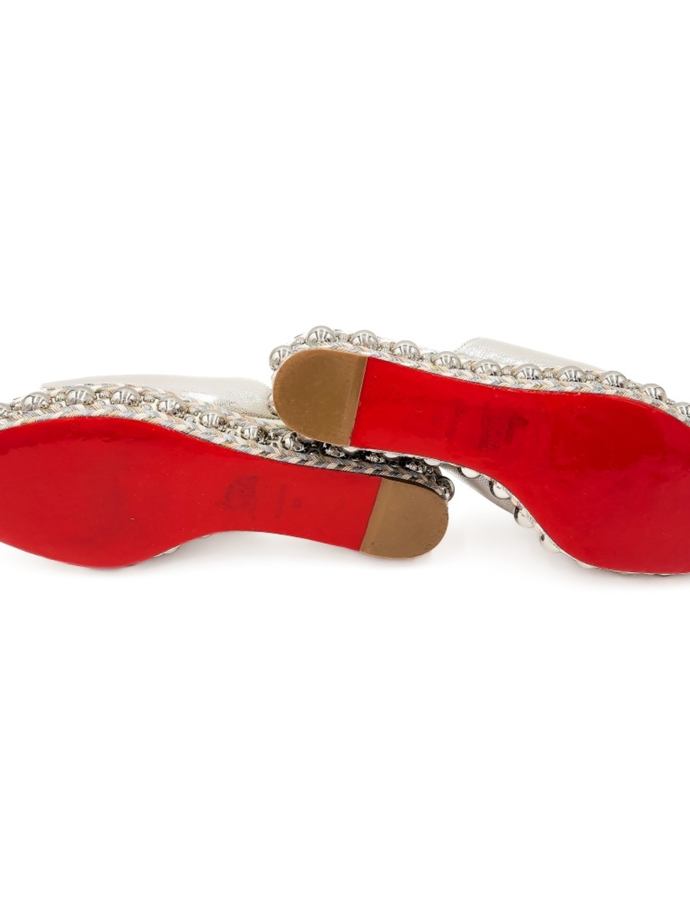 Christian Louboutin Leather Silver Studded Slip-On Platform Sandals  EU 39 - Picture 8 of 8